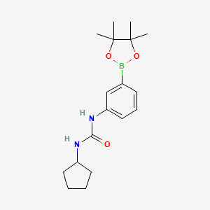 Chemical structure of 1-cyclopentyl-3-(3-(4,4,5,5-tetramethyl-1,3,2-dioxaborolan-2-yl)phenyl)urea