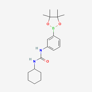 Chemical structure of 1-cyclohexyl-3-(3-(4,4,5,5-tetramethyl-1,3,2-dioxaborolan-2-yl)phenyl)urea