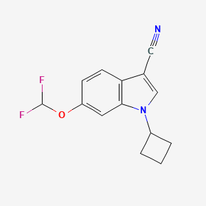 Chemical structure of 1-Cyclobutyl-6-difluoromethoxy-1H-indole-3-carbonitrile