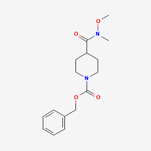 Chemical structure of 1-Cbz-N-methoxy-N-methyl-4-piperidinecarboxamide