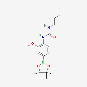 Chemical structure of 1-butyl-3-(2-methoxy-4-(4,4,5,5-tetramethyl-1,3,2-dioxaborolan-2-yl)phenyl)urea