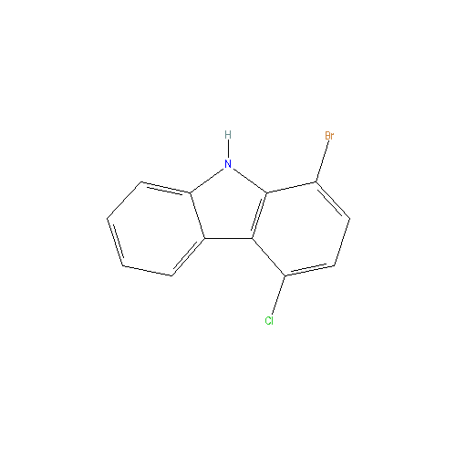 Chemical structure of 1-Bromo-4-Chloro-9H-Carbazole