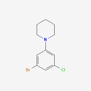 Chemical structure of 1-Bromo-3-chloro-5-piperidinobenzene