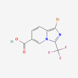 Chemical structure of 1-Bromo-3-(trifluoromethyl)imidazo[1,5-a]pyridine-6-carboxylic acid