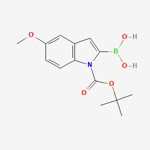 Chemical structure of 1-Boc-5-methoxyindole-2-boronic acid