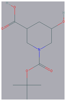 Chemical structure of 1-Boc-5-Hydroxypiperidine-3-carboxylic Acid