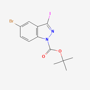 Chemical structure of 1-Boc-5-Bromo-3-iodo-1H-indazole