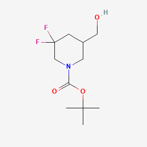 Chemical structure of 1-Boc-5,5-difluoro-3-(hydroxymethyl)piperidine