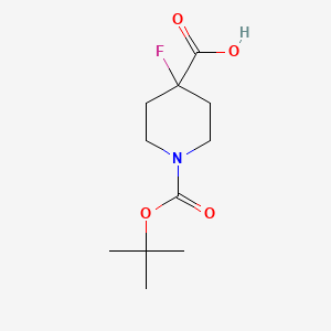 Chemical structure of 1-Boc-4-fluoro-4-piperidinecarboxylic Acid