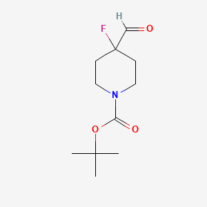 Chemical structure of 1-Boc-4-fluoro-4-formylpiperidine
