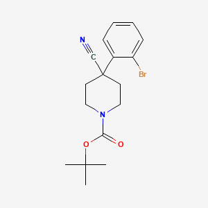 Chemical structure of 1-BOC-4-CYANO-4-(2-BROMOPHENYL)-PIPERIDINE