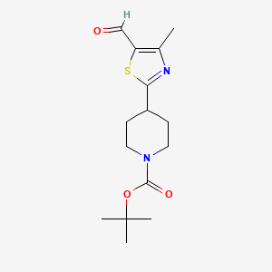 Chemical structure of 1-Boc-4-(5-formyl-4-methylthiazol-2-yl)piperidine