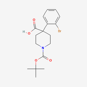 Chemical structure of N-Boc-4-(2-bromophenyl)-piperidine-4-carboxylic acid