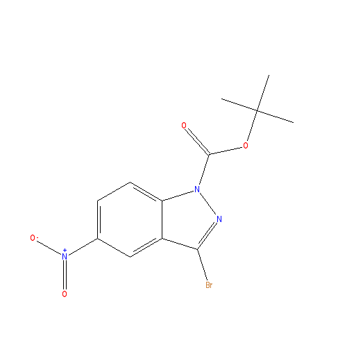 Chemical structure of 1-Boc-3-bromo-5-nitro-1H-indazole