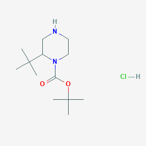 Chemical structure of 1-Boc-2-tert-Butylpiperazine hydrochloride