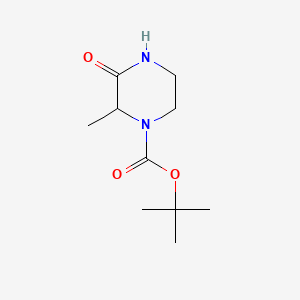 Chemical structure of 1-Boc-2-methyl-3-oxopiperazine