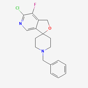 Chemical structure of 1'-BENZYL-6-CHLORO-7-FLUORO-1H-SPIRO[FURO[3,4-C]PYRIDINE-3,4'-PIPERIDINE]