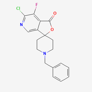 Chemical structure of 1'-BENZYL-6-CHLORO-7-FLUORO-1H-SPIRO[FURO[3,4-C]PYRIDINE-3,4'-PIPERIDIN]-1-ONE