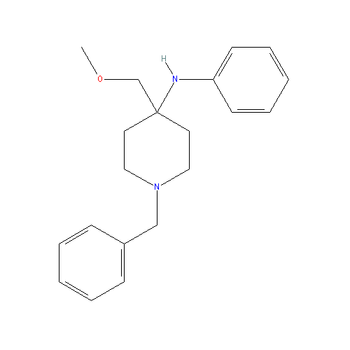 Chemical structure of 1-benzyl-4-(methoxymethyl)-N-phenylpiperidin-4-amine