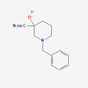 Chemical structure of 1-Benzyl-3-hydroxypiperidine-3-carbonitrile