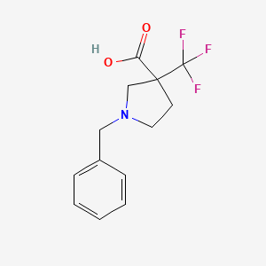Chemical structure of 1-Benzyl-3-(trifluoromethyl)pyrrolidine-3-carboxylic acid