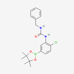 Chemical structure of 1-benzyl-3-(2-chloro-5-(4,4,5,5-tetramethyl-1,3,2-dioxaborolan-2-yl)phenyl)urea