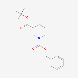 Chemical structure of N-Cbz-3-piperidinecarboxylic acid t-butyl ester