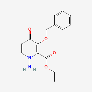 Chemical structure of 1-Amino-3-benzyloxy-4-oxo-1,4-dihydropyridine-2-carboxylic acid ethyl ester