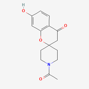 Chemical structure of 1'-Acetyl-7-hydroxyspiro[chromene-2,4'-piperidin]-4(3H)-one