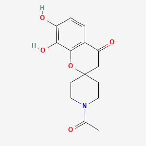 Chemical structure of 1'-Acetyl-7,8-dihydroxyspiro[chromene-2,4'-piperidin]-4(3H)-one