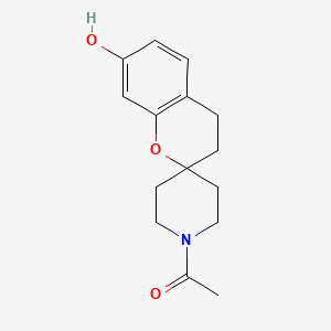 Chemical structure of 1'-Acetyl-3,4-dihydrospiro[chromene-2,4'-piperidin]-7-ol