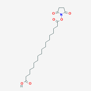 Chemical structure of 18-((2,5-Dioxopyrrolidin-1-yl)oxy)-18-oxooctadecanoic acid