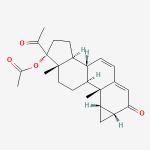 Chemical structure of 17-Hydroxy-1a,2a-methylenepregna-4,6-diene-3,20-dione acetate