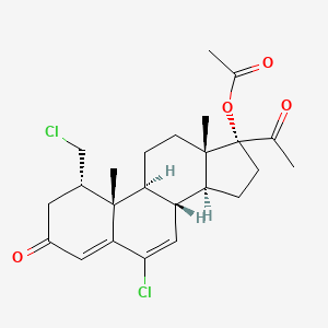 Chemical structure of 17-Acetyloxy-6-chloro-1α-chloromethylpregna-4,6-diene-3,20-dione