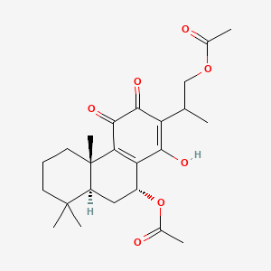 Chemical structure of 16-Acetoxy-7-O-acetylhorminone