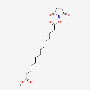 Chemical structure of 14-((2,5-Dioxopyrrolidin-1-yl)oxy)-14-oxotetradecanoic acid
