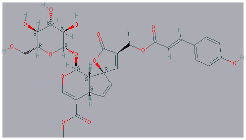 Chemical structure of 13-O-p-Coumaroylplumieride
