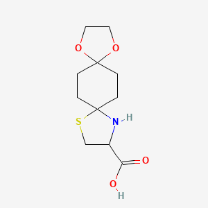 Chemical structure of 12-Aza-1,4-dioxa-9-thiadispiro[4.2.4.2]tetradecane-11-carboxylic acid