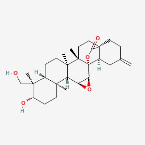 Chemical structure of 11α,12α-Epoxy-3β,23-dihydroxy-30-norolean-20(29)-en-28,13β-olide
