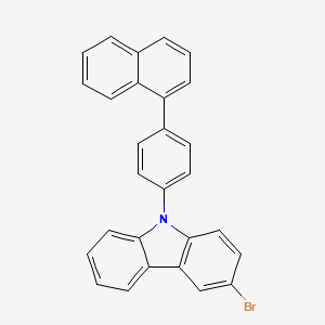 Chemical structure of 11-([1,1'-Biphenyl]-4-yl)-5-bromo-11H-benzo[a]carbazole