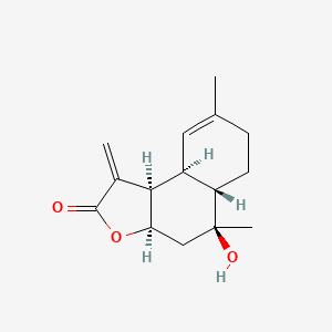 Chemical structure of 10β-Hydroxycadina-4,11(13)-dien-12,8β-olide