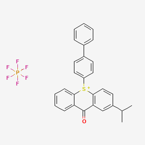 Chemical structure of 10-(4-Biphenylyl)-2-isopropyl-9-oxo-9H-thioxanthenium hexafluorophosphate