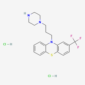 Chemical structure of 10-(3-Piperazin-1-ylpropyl)-2-(trifluoromethyl)phenothiazine dihydrochloride