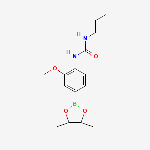 Chemical structure of 1-[2-methoxy-4-(4,4,5,5-tetramethyl-1,3,2-dioxaborolan-2-yl)phenyl]-3-propylurea