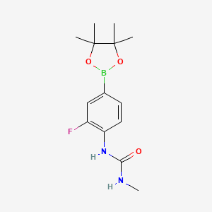 Chemical structure of 1-[2-fluoro-4-(4,4,5,5-tetramethyl-1,3,2-dioxaborolan-2-yl)phenyl]-3-methylurea