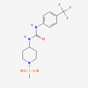 Chemical structure of 1-[1-(Methylsulfonyl)-4-piperidinyl]-3-[4-(trifluoromethyl)phenyl]urea