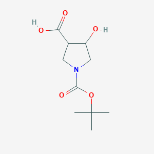 Chemical structure of 1-[(Tert-Butoxy)Carbonyl]-4-Hydroxypyrrolidine-3-Carboxylic Acid