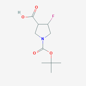 Chemical structure of 1-[(tert-Butoxy)carbonyl]-4-fluoropyrrolidine-3-carboxylic acid