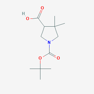 Chemical structure of 1-[(tert-butoxy)carbonyl]-4,4-dimethylpyrrolidine-3-carboxylic acid