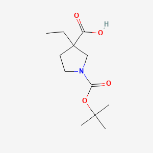 Chemical structure of 1-[(tert-Butoxy)carbonyl]-3-ethylpyrrolidine-3-carboxylic acid